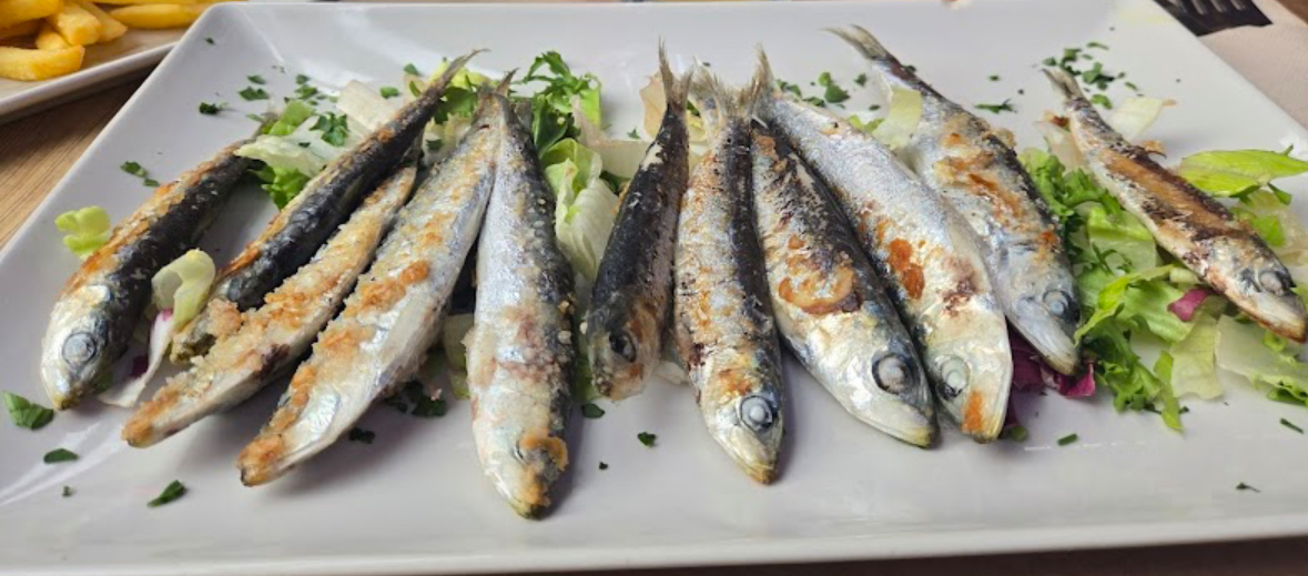 Plato de sardinas a la plancha con ensalada
