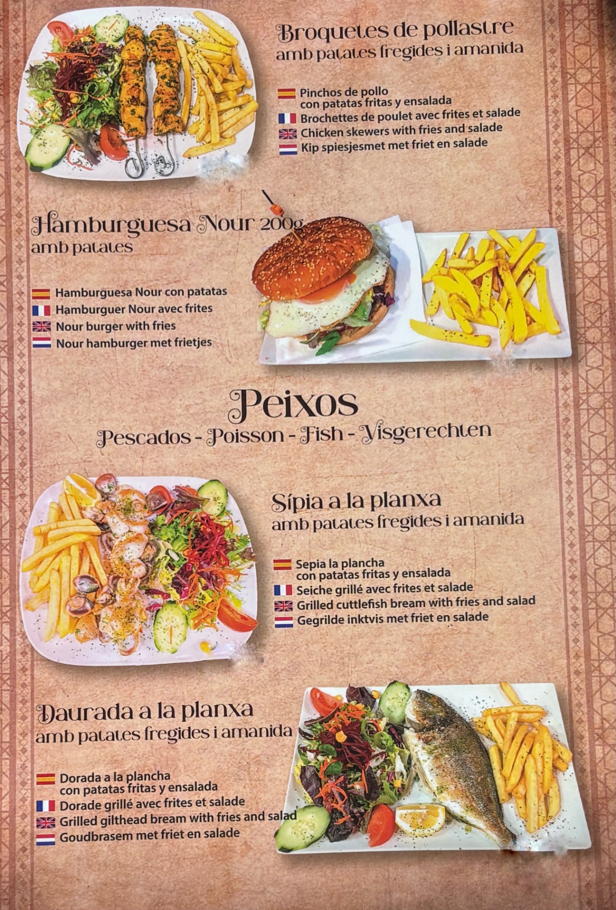Carta — Pescados y especialidades